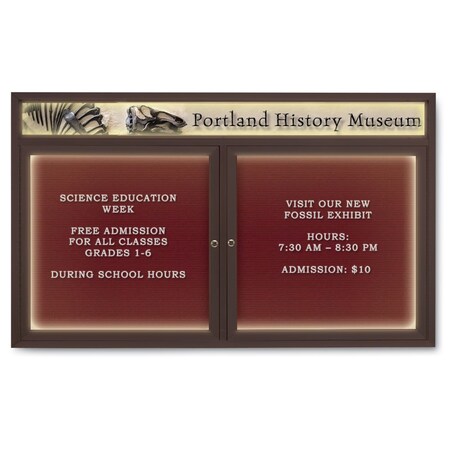 United Visual Products Indoor Enclosed Combo Board, 42"x32", Gold Frame/Burgundy & Cloud UVCB4232G-BURGUN-CLOUD